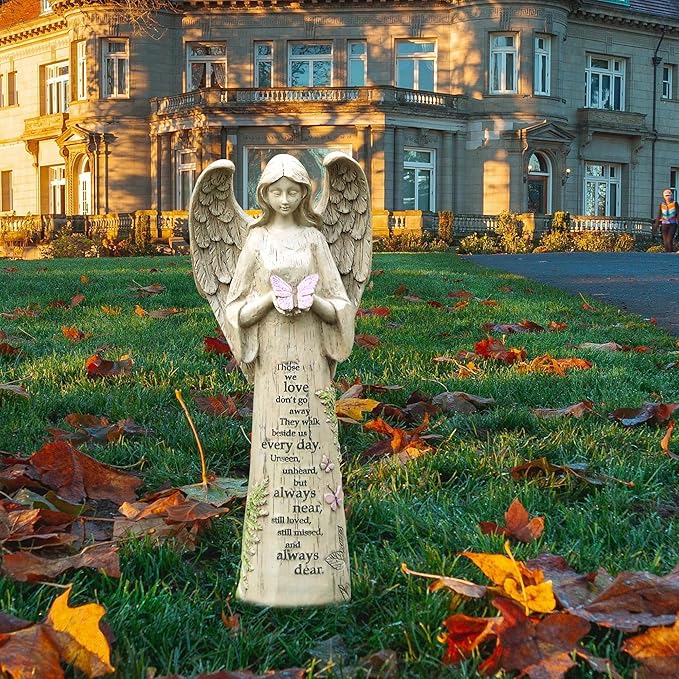 Topadorn Garden Statuary Outdoor Praying Angel Resin Figurines,Collectible Sculptures,10" H