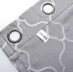 Miuco Moroccan Embroidered Semi Sheer Curtains Faux Linen Grommet Curtain Panels for Bedroom 52 x 95 Inch 2 Panels, Grey