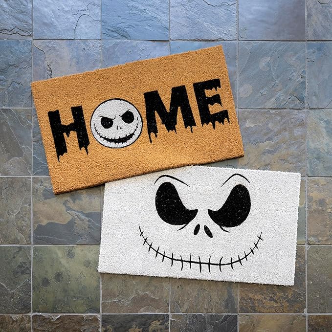 Gertmenian Nightmare Before Christmas Coir Doormat - 2x3 Welcome Mat (2-Pack), Ideal for High Traffic Areas in Front Door, Garage, Entryway - Disney Nightmare Jack Skellington, 80024