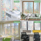 HIDBEA Window Privacy Film Static Clings, Rainbow Window Film, 3D Decals Non-Adhesive Window Vinyl Film for Home Door, 29.5 Inch x 6.5 Feet