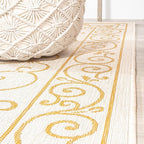 JONATHAN Y Vintage Filigree Indoor Outdoor Runner Rug 2X10 Cream/Yellow, Charleston Textured Weave for Backyard, Patio, Porch, Easy-Cleaning, High Traffic, Pet-Friendly, Non-Shedding (SMB106M-210)