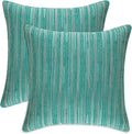 Yeiotsy Decorative Pillow Covers Teal, Pack of 2, Modern Striped Throw Pillow Cases Geometric Cushion Covers (Teal, 18 X 18 Inches)