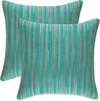 Yeiotsy Decorative Pillow Covers Teal, Pack of 2, Modern Striped Throw Pillow Cases Geometric Cushion Covers (Teal, 18 X 18 Inches)