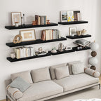 RICHFOCUS 48Inch Floating Shelves for Wall 2 Pack Shelves for Bedroom|Kitchen|Bathroom Wall Mounted Rustic Wood Floating Shelf with Invisible Brackets for Books|Storage|Decor, Black