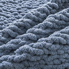 WESHIONGOO Chunky Knit Blanket Throw 40"×40" Knitted Throw Blankets for Couch Bed Fluffy Soft Blanket with Jumbo Chenille Yarn Thick 100% Handmade (Dusty Blue)