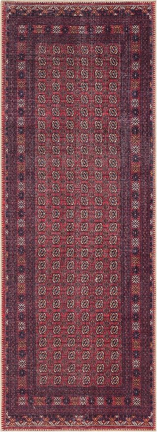 Keen Home Design 2x7 Rug - Machine Washable Runner Rug with Non-Slip Backing, Ideal for Hallway, Entryway, Kitchen, Laundry Room - Vintage, Easy Clean, Durable, Low Pile Rug - (2'6" x 7')