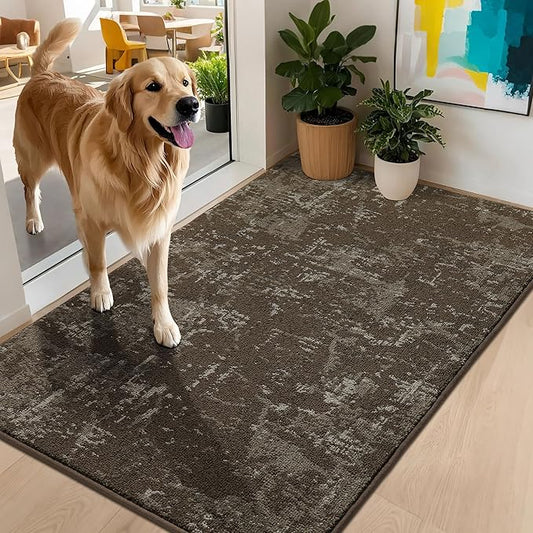BEQHAUSE Dirt Trapper Door Mat 32"x48" Non-Slip Door Mats Washable Entryway Rugs Stain Resistant Doormat Absorbent Welcome Floor Mat for Front Back Door, Muddy Wet Shoes & Paws,Brown