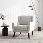 UIXE Accent Chair, Fabric Upholstered Armchair for Living Room, Comfy Arm Chair Single Sofa Bedroom Side Reading Seat - Flax Beige