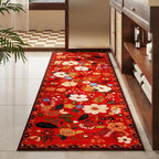 Runner Rug for Hallways Kitchen Rug Non Slip 2'6''x8' Washable Runner Rugs with Rubber Backing Soft Floral Carpet Runner for Hallways, Kitchen, Laundry, Bedroom, Bathroom(Red)