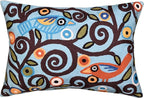 Lumbar Klimt Pillow Cover | Green Birds | Tree of Life | Modern Floral | Outdoor Pillows | Mid Century Chair Cushion | Handmade Wool Size 14x20