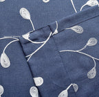 MIUCO Floral Embroidered Semi-Sheer Curtains Faux Linen Grommet Window Panels for Doors 52 x 95 Inch 2 Panels, Navy Blue