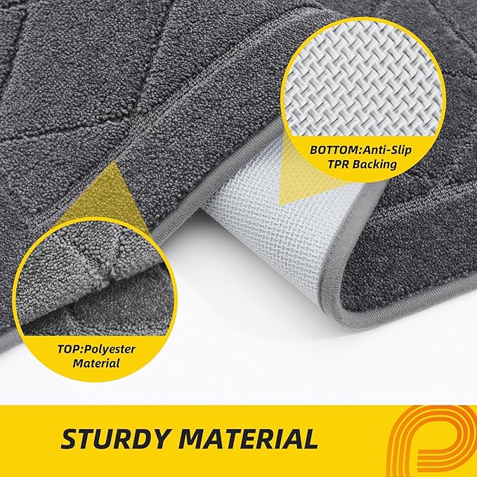 JSEI Dirt Trapper Door Mat 32"x48", Non-Slip Washable Entryway Mats, Dog Door Mat, Stain Resistant and Absorbent Floor Mats, Low Profile Welcome Mat for Front Back Door, Dark Grey