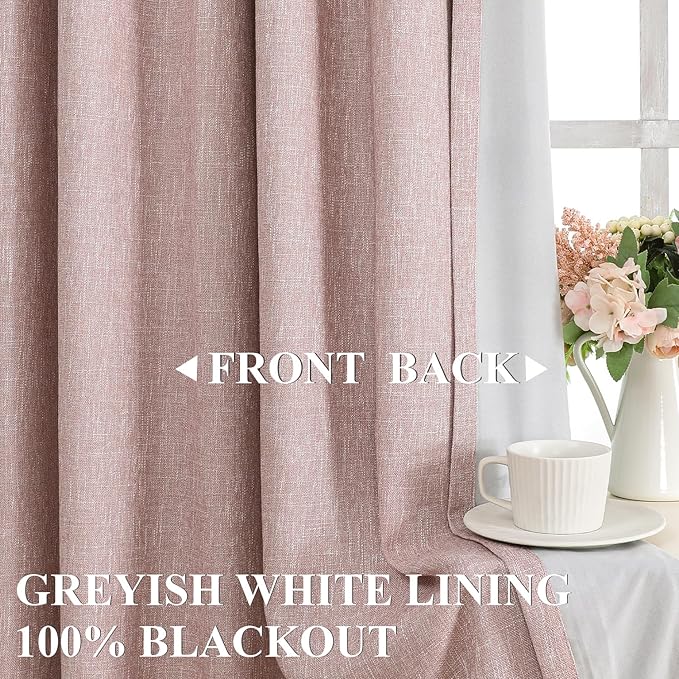 Vision Home Pink Pinch Pleated Full Blackout Curtains Room Darkening Window Panels 90 inch for Girls Bedroom Living Room Thermal Insulated Pinch Pleat Pink Drapes with Hooks Back Tab 40" Wx90 Lx2