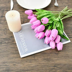 Mandy's Artificial Tulips 20 Stems Lavender PU Faux Flowers for Wedding Home Decor 13.5 Inch