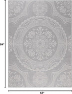 Medallion Outdoor Rug 5x7 Washable Outside Carpet for Indoor Patio Porch Waterproof Easy Cleaning Non Shedding Area Rugs Gray 5 x 7