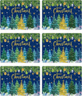 Christmas Pine Trees Placemats Set of 6 Plastic Table Mats Xmas Ball Ornaments Snowflakes Place Mats Holiday Pine Trees Winter Table Decoration for Indoor Outdoor Party Kitchen Dining