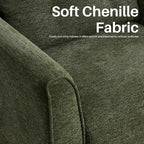 Modern Accent Chair with Wooden Legs Plush Fabric Armchair Cozy Reading Chair for Living Room, Bedroom, Study (Green Armchair)