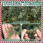 2 Pcs Christmas Norfolk Pine Garlands, 6 Ft Double Color Real Touch Artificial Cedar Garland, Faux Pine Cypress Greenery Garland Ornaments for Mantle Fireplace Table Indoor Outdoor Xmas Decoration