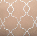 MIUCO Moroccan Embroidered Semi Sheer Curtains Faux Linen Grommet Curtains for Living Room 52 x 84 Inch 2 Panels Set, Taupe