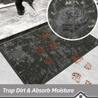 BEQHAUSE Dirt Trapper Door Mat 20"x32" Non-Slip Door Mats Washable Entryway Rugs Stain Resistant Doormat Absorbent Welcome Floor Mat for Front Back Door, Muddy Wet Shoes & Paws,Dark Grey