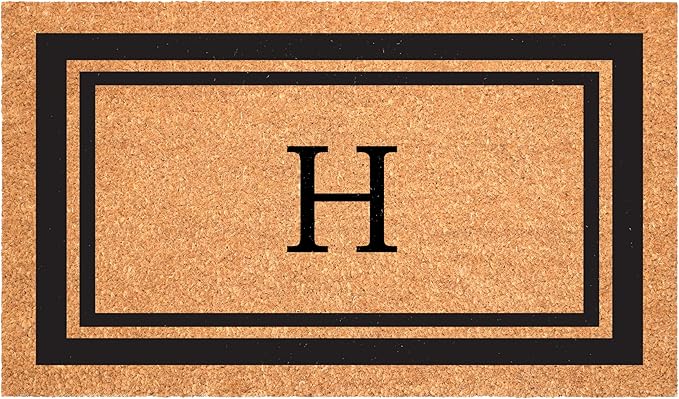 Calloway Mills 152962436H Black Border 24" x 36" Monogram Doormat, (Letter H)
