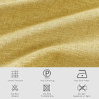 Macochico 100”Wx96”L Pinch Pleated 100% Blackout Linen Curtains Thermal Sliding Curtains for Bedroom Living Room Sliding Glass Door Farmhouse Shabby Chic Yellow Drapery with Tieback 1 Panel