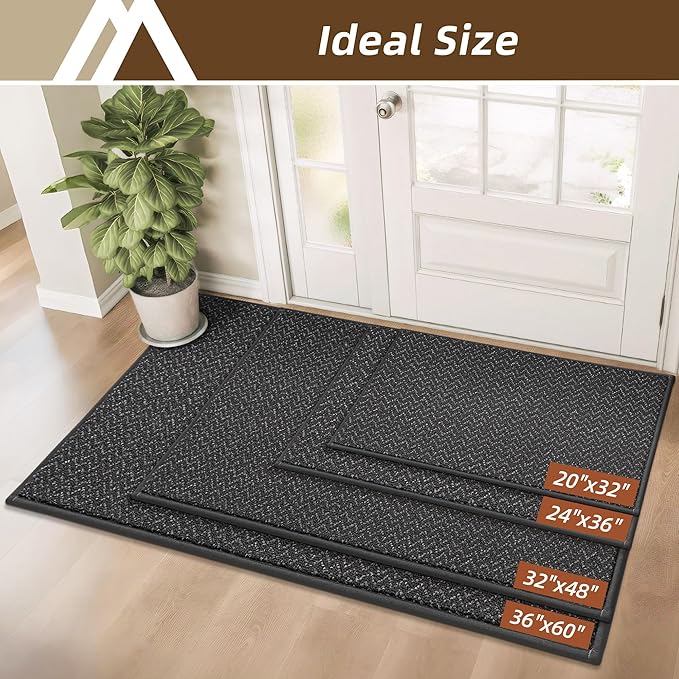 COSY HOMEER-Door-Mat 32"x48" Non Slip Absorbent Entryway Rugs Dirt Trapper Doormats Washable Entrance Mats Low Pile Welcome Floor Mat for Front Back Door and Entry Mats,Dark Grey