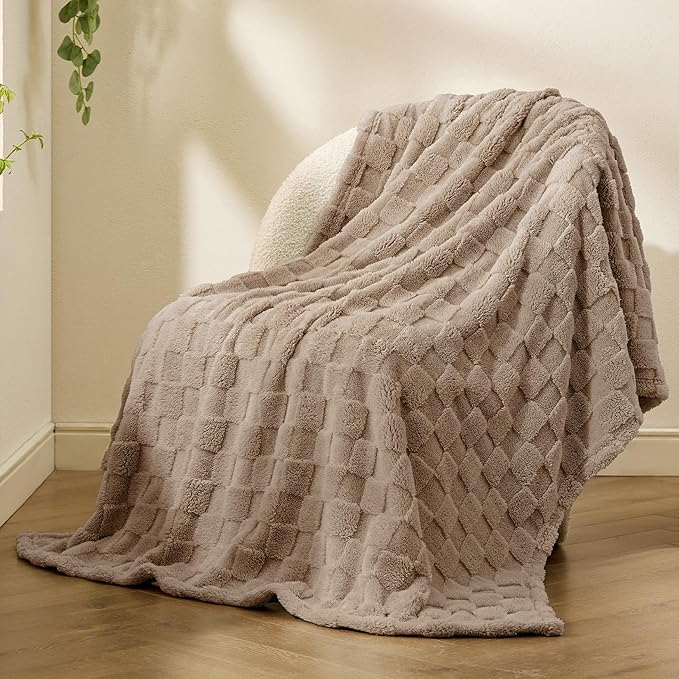 Bedsure GentleSoft Light Taupe Throw Blanket for Couch - Super Soft Cozy Blankets Gifts for Women Men Girls, Cute Small Fleece Throws for Bedroom Home Decor, 50x70 Inches