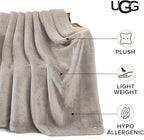 UGG Whitecap Plush Throw Blanket Fleece Lightweight Soft Throw for Couch or Bed Luxury Home Decor for Living Room Washable Hypoallergenic Blankets for Dorm Decor, 50-inch x 70-inch, Light Grey Seal