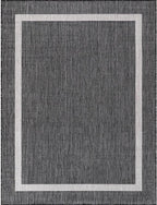 Bordered Outdoor Rug 9x12 Washable Outside Carpet for Indoor Patio Porch Waterproof Easy Cleaning Non Shedding Area Rugs Gray 9 x 12