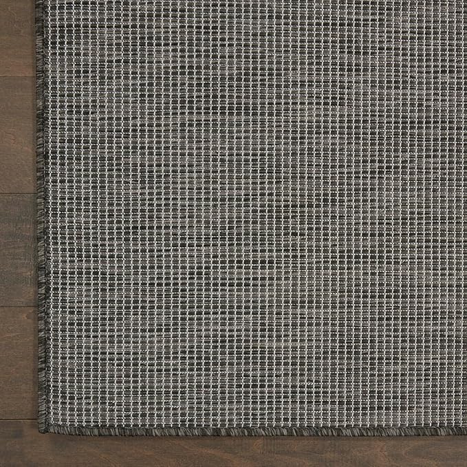 Nourison Positano Indoor-Outdoor Charcoal 7' x 10' Area Rug, Easy Cleaning, Non Shedding, Bed Room, Living Room, Dining Room, Backyard, Deck, Patio (7x10)