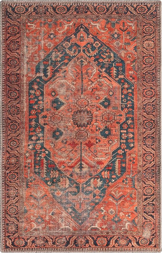 Keen Home Design 2x3 Rug - Machine Washable Entry Rug with Non-Slip Backing, Ideal for Enteryway, Kitchen, Bathroom, Laundry Room - Vintage, Easy Clean, Durable, Low Pile Rug - (2' x 3')