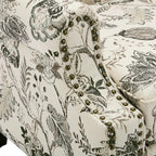 UIXE High Back Floral Accent Chairs Set of 2, Upholstered Armchair in Fabric, Retro Printed Wingback Arm Chair for Living Room, Nailhead Trim Single Sofa Bedroom Reading Seat - Plants Beige