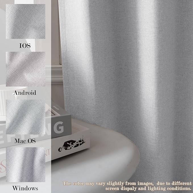 Silver Grey Pinch Pleat 100% Blackout Drapes Linen Blend, Room Divider, Room Darkening, Energy Saving, Furniture Protecting, Light Blocking Extra Wide Privacy Curtains, 200Wx108L, 1 PC