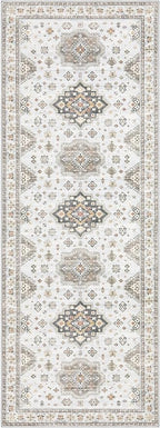 Washable 2x6 Runner Rug - Area Rugs Neutral Vintage Distressed Floral Farmhouse Boho Large Soft Floor Rug Indoor Carpet for Hallway Entryway Bedroom Kitchen - Blue Brown