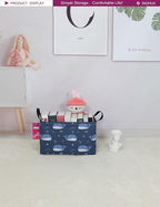Rectangular Storage Basket Fabric Organizer Bin for Toys,Books,Clothes,Gifts,Pets-Perfect for Home,Office,Nursery,Dorm,Shelf(Rec-Blue Whale )