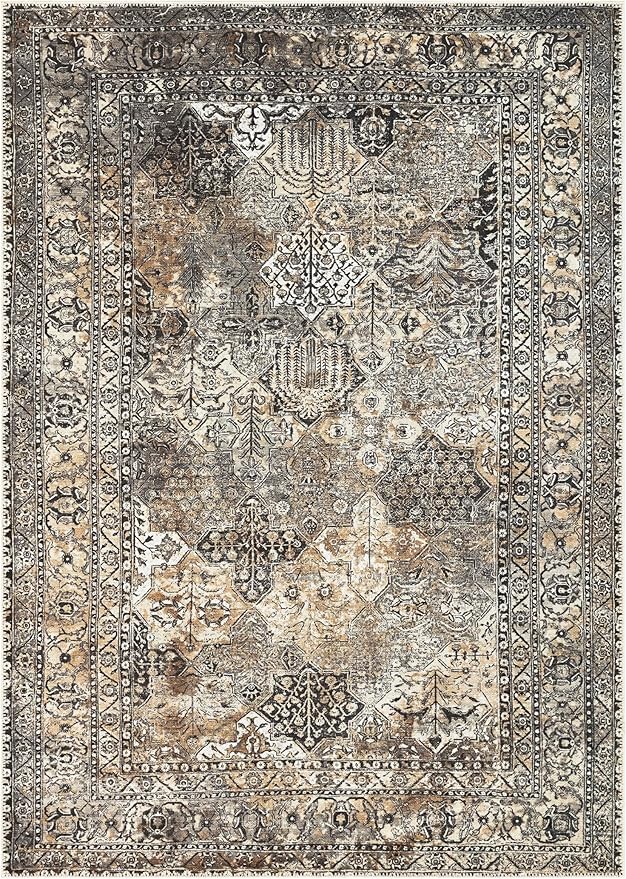 Keen Home Design 6x9 Rug - Machine Washable Area Rug with Non-Slip Backing, Ideal for Living Room, Dining Room, Bedroom - Vintage, Easy Clean, Durable, Low Pile Rug - (6' x 9')