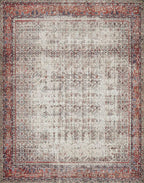 Loloi Layla Collection LAY-12 Ivory/Brick 2'-3" x 3'-9" .13" Thick Accent Rug, Soft, Durable, Vintage Inspired, Distressed, Low Pile, Non-Shedding, Easy Clean, Printed, Living Room Rug