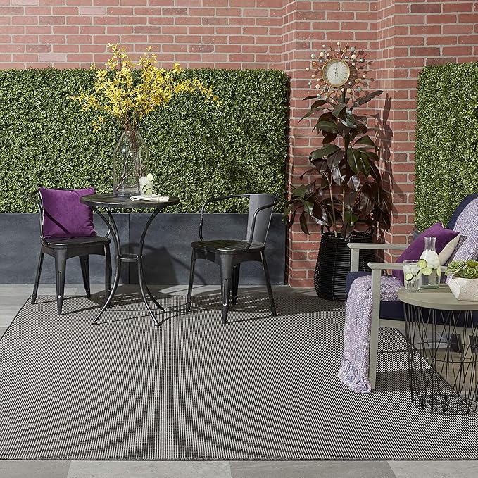 Nourison Home Positano 8' Runner Charcoal Fabric Modern Area Rug (8' Runner)