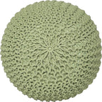 REDEARTH Round Pouf Foot Stool Ottoman - Cotton Knitted Cord Boho Pouffe - Cable Poof Filled Footrest Stuffed for Living Room - Nursery - Bedroom - Patio - Lounge (19.5"x19.5"x14") - Kiwi