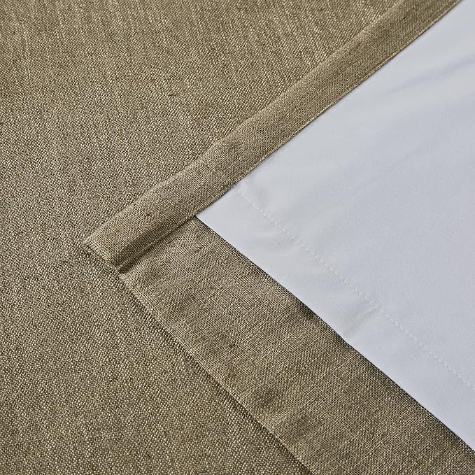 Vision Home Brown Pinch Pleated Full Blackout Curtains Linen Blended 60" Wide Thermal Insulated Window Panels 84 inch for Bedroom Living Room Darkening Pleat Drapes with Hooks Back Tab 60" Wx84 Lx1