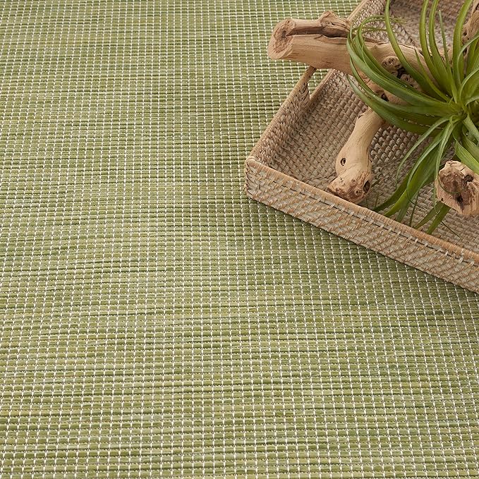 Nourison Home Positano Indoor/Outdoor Green 4' x 6' Area Rug, Easy Cleaning, Non Shedding, Bed Room, Living Room, Dining Room, Backyard, Deck, Patio (4x6)