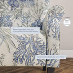 BELLEZE Modern Accent Chair for Living Room, High Back Linen Armchair with Wooden Legs, Upholstered Wingback Side Chair Padded Armrest Single Sofa for Living Room, Bedroom - Allston (Blue Coral)