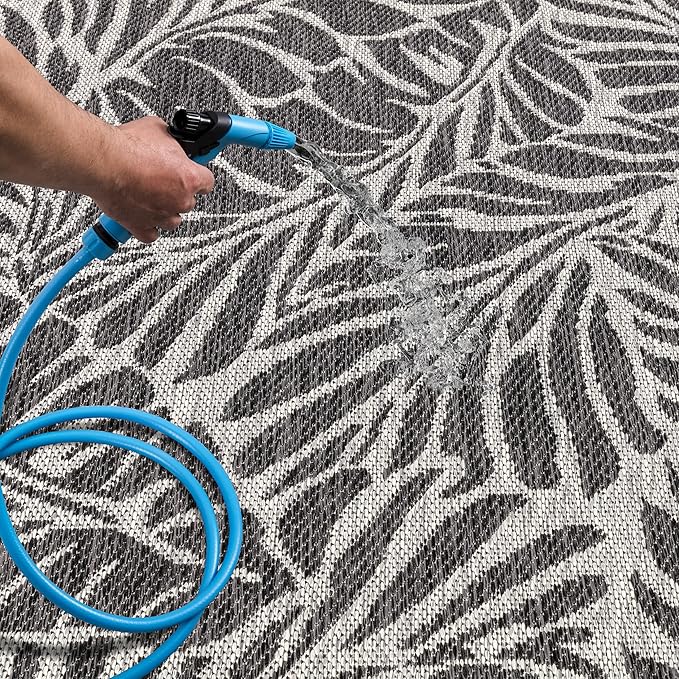 Keen Home Design Terrace Outdoor Round Rug - 5ft Round Washable Indoor/Outdoor Rug for Patio, Kitchen, Balcony, Beach, Garden, Deck and Porch, Size: 5'3" Round