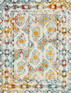 Unique Loom Rosso Collection Vintage, Geometric, Bohemian, Traditional, Distressed, Southwestern Area Rug, 8' 0" x 10' 0", Multi/Ivory