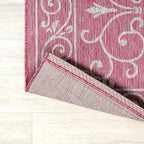 JONATHAN Y Vintage Filigree Indoor Outdoor Area Rug 3X5 Fuchsia/Light Gray, Charleston Textured Weave for Backyard, Patio, Porch, Easy-Cleaning, High Traffic, Pet-Friendly, Non-Shedding (SMB106J-3)