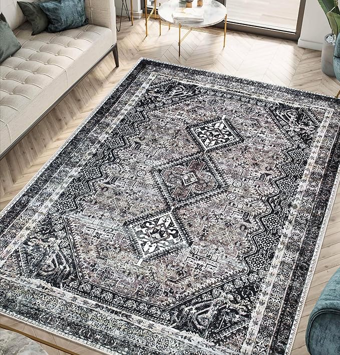 Keen Home Design 3x5 Rug - Machine Washable Entry Rug with Non-Slip Backing, Ideal for Enteryway, Kitchen, Bathroom, Laundry Room - Vintage, Easy Clean, Durable, Low Pile Rug - (3' x 5')