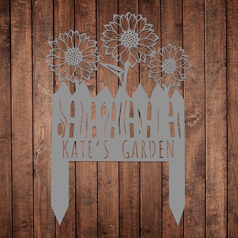 Custom Sunflower Metal Garden Sign with Stakes, Flower Garden Decor, Personalized Family Name Sign, Farmhouse Yard Decorative, Patio Art, Mother's Day Gift, Mom Gift, Housewarming Gift