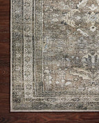 Loloi Layla Collection LAY-13 Antique/Moss 2'-3" x 3'-9" .13" Thick Accent Rug, Soft, Durable, Vintage Inspired, Distressed, Low Pile, Non-Shedding, Easy Clean, Printed, Living Room Rug