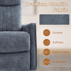 Manual Swivel Rocker Recliner Chair for Adults, Overstuffed Reclining Glider Chair for Nursing with Vibration Massage & Heat, Living Room Rocking Recliner 2-Stage backrest, Chenille Fabric Blue